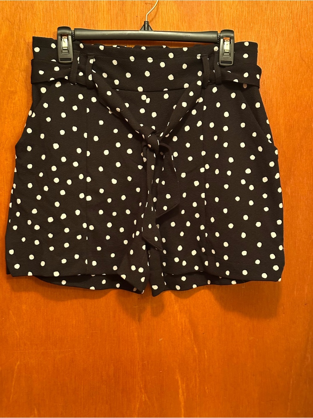 Maurices Black and White Polka Dot High Waist Tie-Front Shorts
